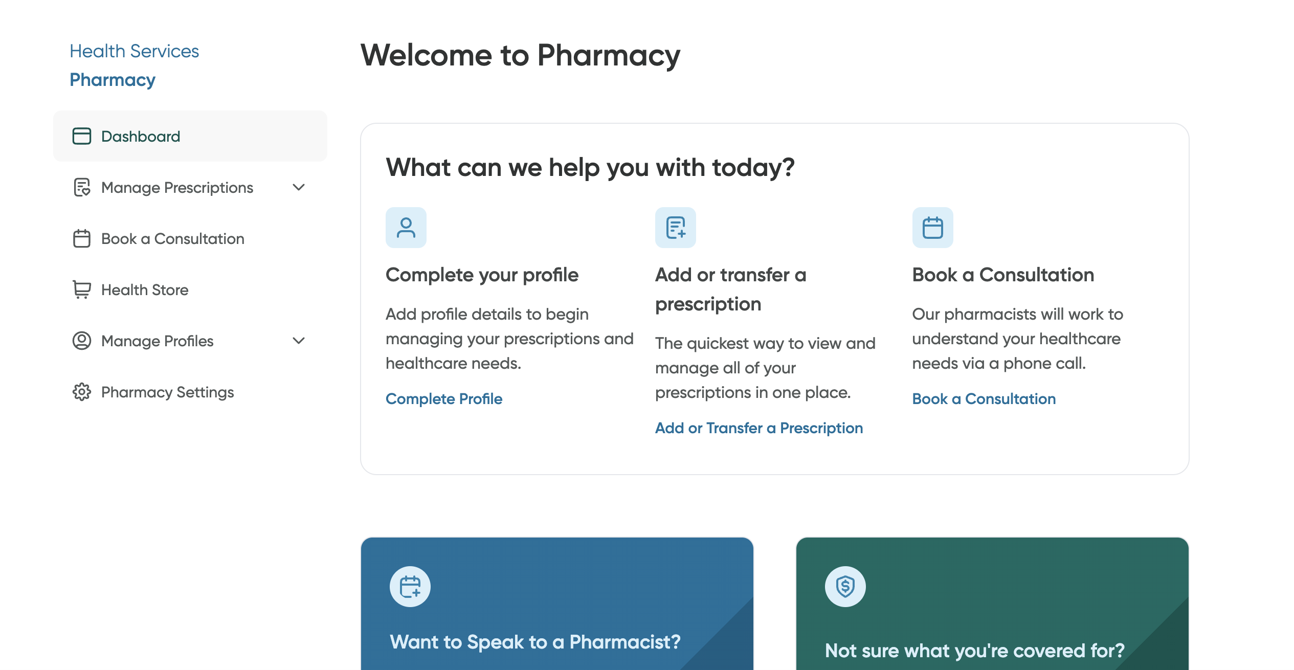 The Pharmacy Dashboard.